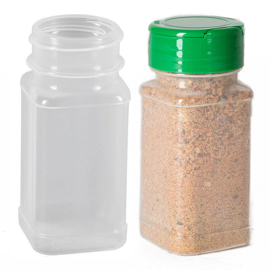 4 oz. Natural PP Square Plastic Spice Bottles (43-485)